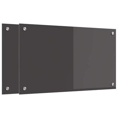 Kitchen Backsplash 2 pcs Dark Grey 70 x 40 cm Tempered Glass