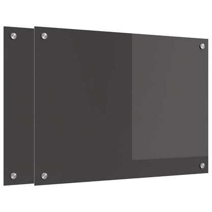 Kitchen Backsplash 2 pcs Dark Grey 70 x 50 cm Tempered Glass
