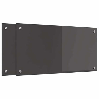 Kitchen Backsplash 2 pcs Dark Grey 80 x 40 cm Tempered Glass
