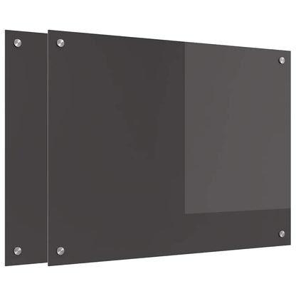 Kitchen Backsplash 2 pcs Dark Grey 80 x 60 cm Tempered Glass