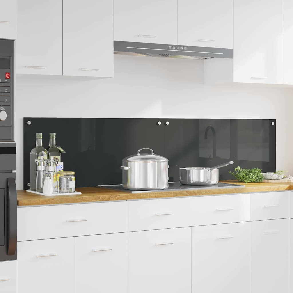 Kitchen Backsplash 2 pcs Dark Grey 90 x 40 cm Tempered Glass