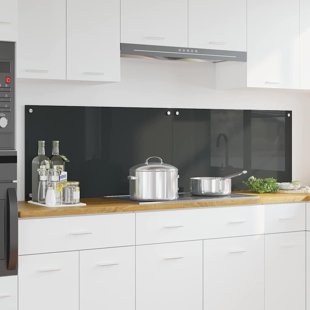 Kitchen Backsplash 2 pcs Dark Grey 90 x 50 cm Tempered Glass