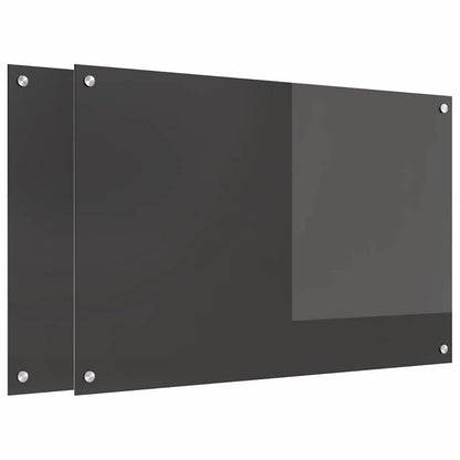 Kitchen Backsplash 2 pcs Dark Grey 90 x 60 cm Tempered Glass