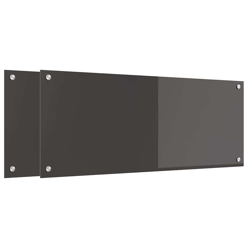 Kitchen Backsplash 2 pcs Dark Grey 100 x 40 cm Tempered Glass
