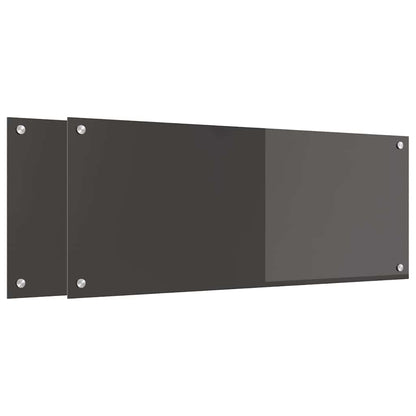 Kitchen Backsplash 2 pcs Dark Grey 100 x 40 cm Tempered Glass