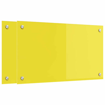 Kitchen Backsplash 2 pcs Yellow 70 x 40 cm Tempered Glass