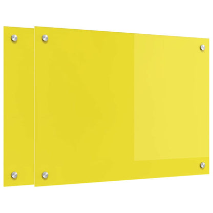 Kitchen Backsplash 2 pcs Yellow 70 x 50 cm Tempered Glass