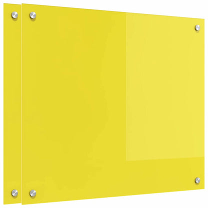 Kitchen Backsplash 2 pcs Yellow 70 x 60 cm Tempered Glass