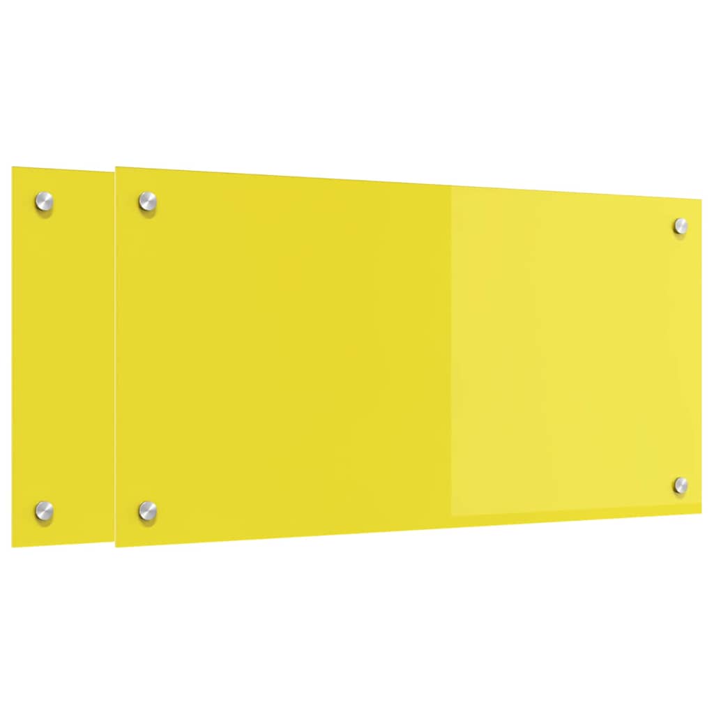 Kitchen Backsplash 2 pcs Yellow 80 x 40 cm Tempered Glass