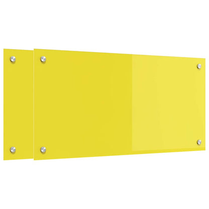 Kitchen Backsplash 2 pcs Yellow 80 x 40 cm Tempered Glass