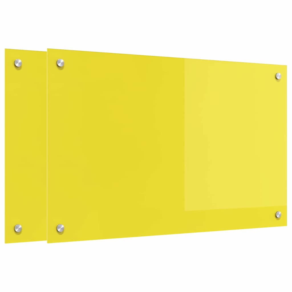Kitchen Backsplash 2 pcs Yellow 80 x 50 cm Tempered Glass