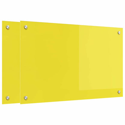 Kitchen Backsplash 2 pcs Yellow 80 x 50 cm Tempered Glass