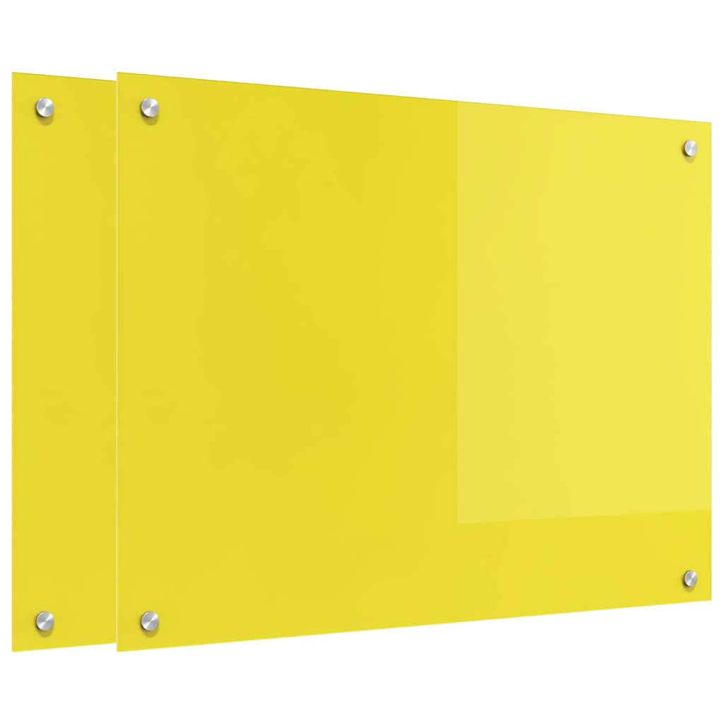Kitchen Backsplash 2 pcs Yellow 80 x 60 cm Tempered Glass