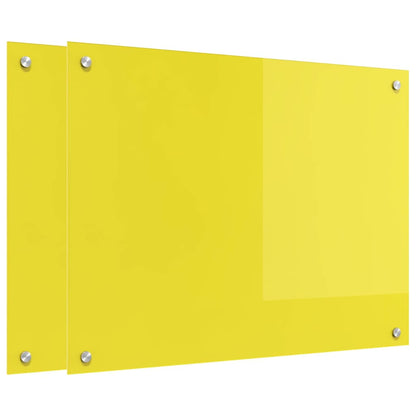 Kitchen Backsplash 2 pcs Yellow 80 x 60 cm Tempered Glass