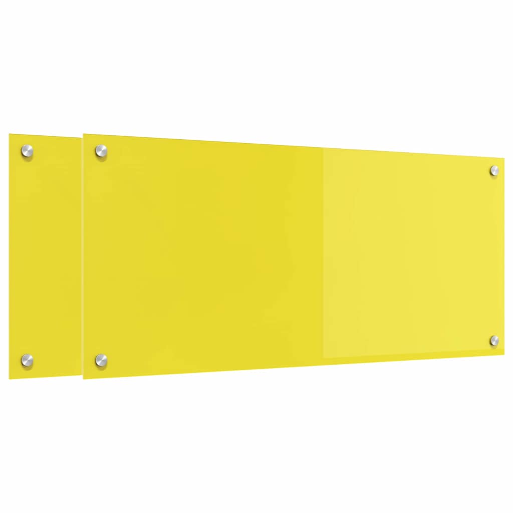 Kitchen Backsplash 2 pcs Yellow 90 x 40 cm Tempered Glass
