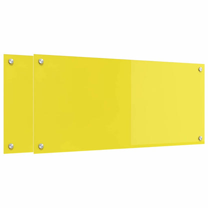 Kitchen Backsplash 2 pcs Yellow 90 x 40 cm Tempered Glass