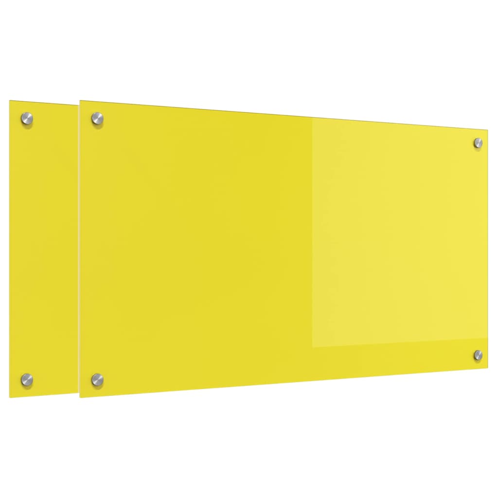 Kitchen Backsplash 2 pcs Yellow 90 x 50 cm Tempered Glass