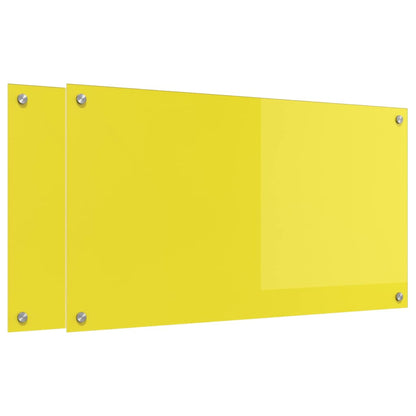 Kitchen Backsplash 2 pcs Yellow 90 x 50 cm Tempered Glass
