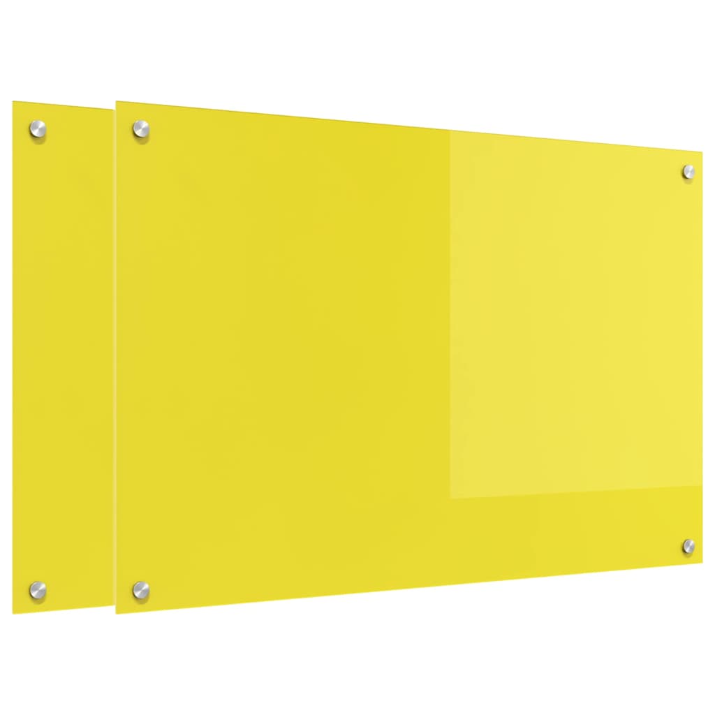 Kitchen Backsplash 2 pcs Yellow 90 x 60 cm Tempered Glass
