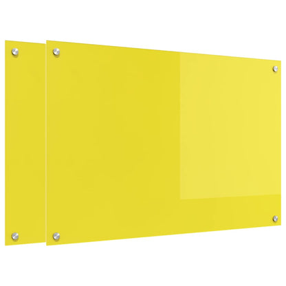 Kitchen Backsplash 2 pcs Yellow 90 x 60 cm Tempered Glass