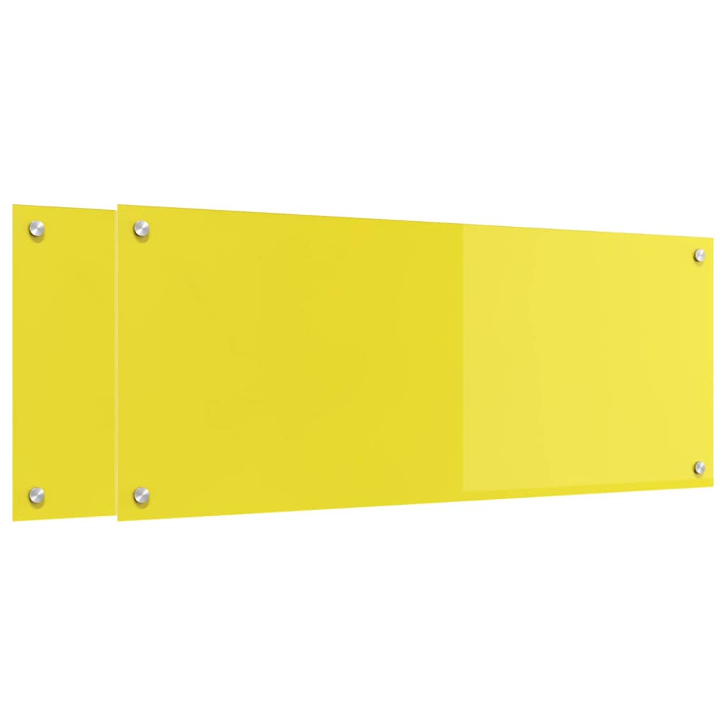 Kitchen Backsplash 2 pcs Yellow 100 x 40 cm Tempered Glass