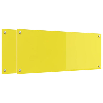 Kitchen Backsplash 2 pcs Yellow 100 x 40 cm Tempered Glass