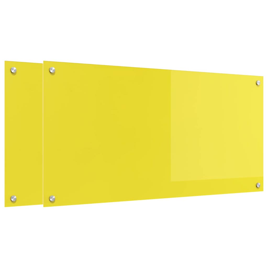 Kitchen Backsplash 2 pcs Yellow 100 x 50 cm Tempered Glass