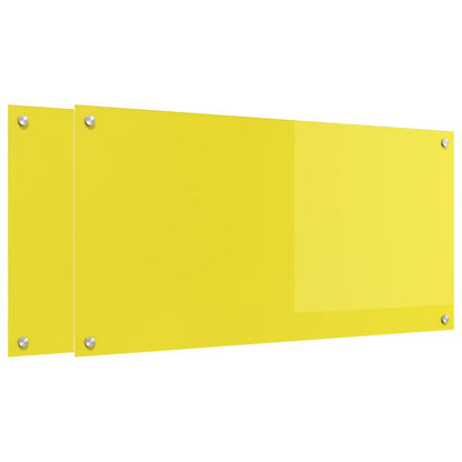 Kitchen Backsplash 2 pcs Yellow 100 x 50 cm Tempered Glass