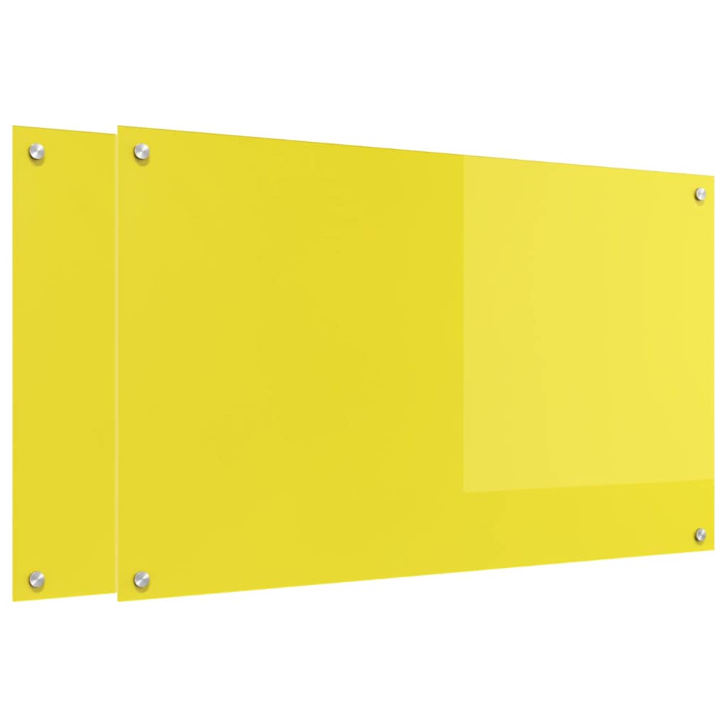 Kitchen Backsplash 2 pcs Yellow 100 x 60 cm Tempered Glass