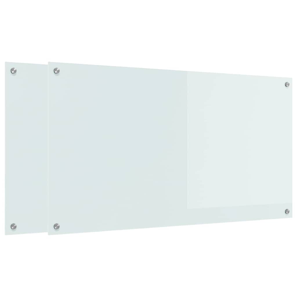Kitchen Backsplash 2 pcs White 110 x 60 cm Tempered Glass