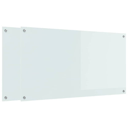 Kitchen Backsplash 2 pcs White 110 x 60 cm Tempered Glass