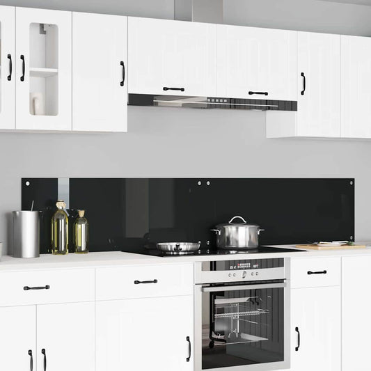 Kitchen Backsplash 2 pcs Black 110 x 40 cm Tempered Glass