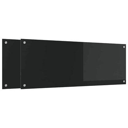Kitchen Backsplash 2 pcs Black 110 x 40 cm Tempered Glass