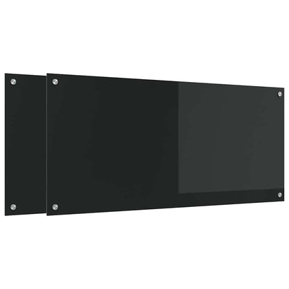 Kitchen Backsplash 2 pcs Black 110 x 50 cm Tempered Glass
