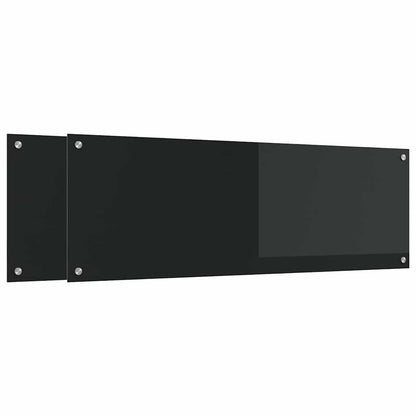 Kitchen Backsplash 2 pcs Black 120 x 40 cm Tempered Glass
