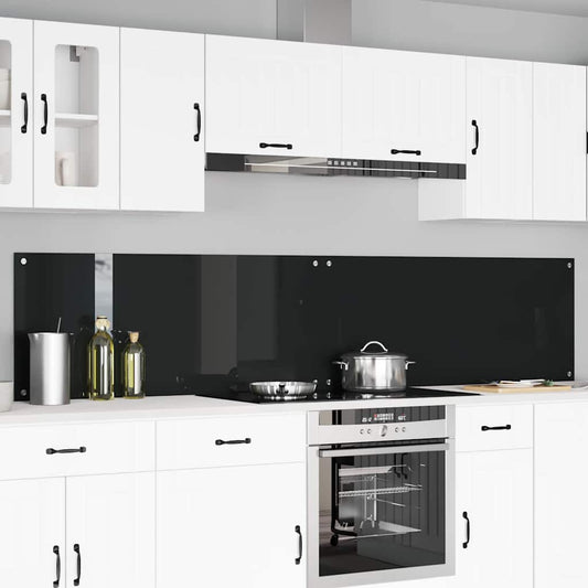 Kitchen Backsplash 2 pcs Black 120 x 50 cm Tempered Glass