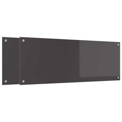 Kitchen Backsplash 2 pcs Dark Grey 110 x 40 cm Tempered Glass