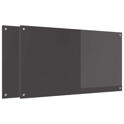 Kitchen Backsplash 2 pcs Dark Grey 110 x 60 cm Tempered Glass