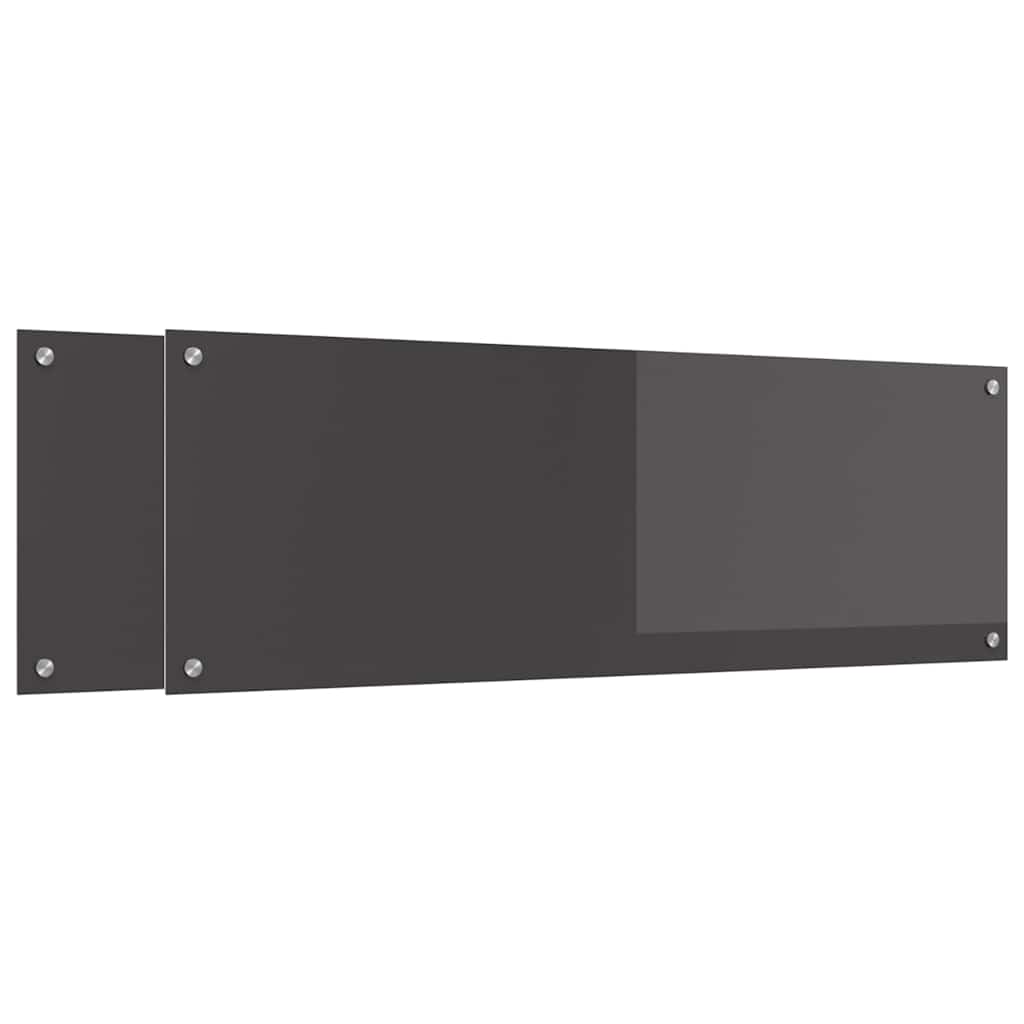 Kitchen Backsplash 2 pcs Dark Grey 120 x 40 cm Tempered Glass