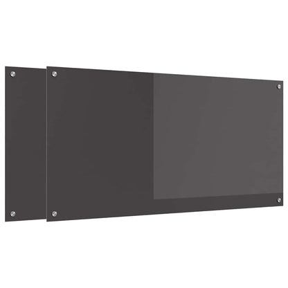 Kitchen Backsplash 2 pcs Dark Grey 120 x 60 cm Tempered Glass