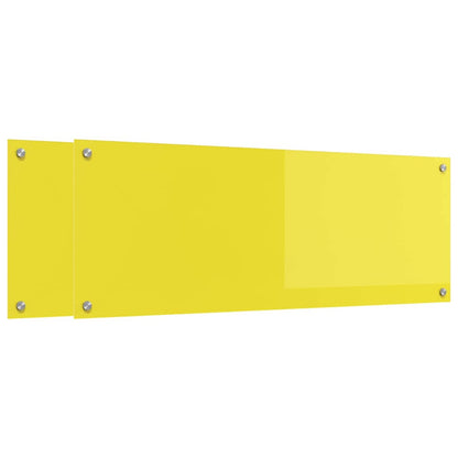 Kitchen Backsplash 2 pcs Yellow 110 x 40 cm Tempered Glass