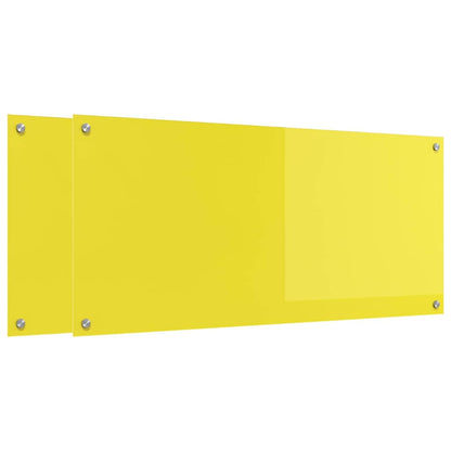 Kitchen Backsplash 2 pcs Yellow 110 x 50 cm Tempered Glass