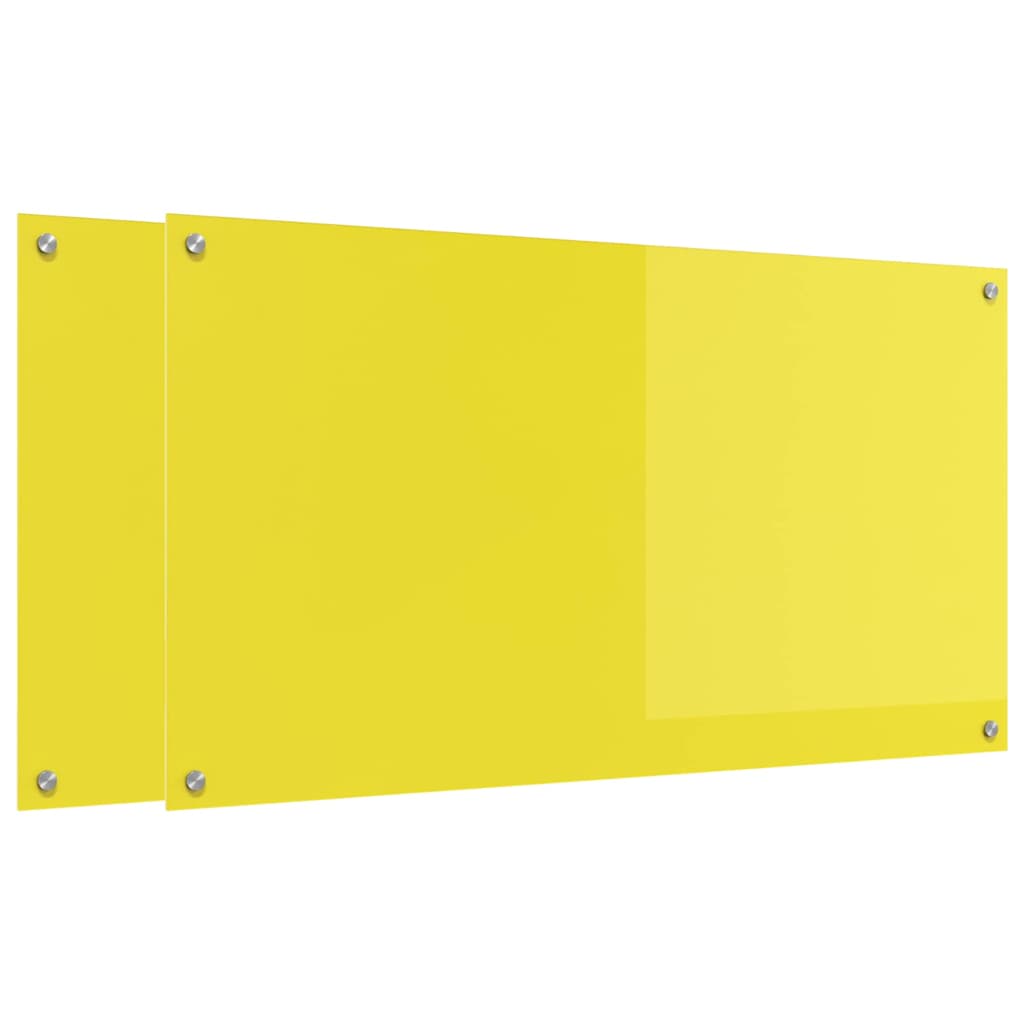 Kitchen Backsplash 2 pcs Yellow 110 x 60 cm Tempered Glass