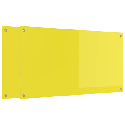 Kitchen Backsplash 2 pcs Yellow 110 x 60 cm Tempered Glass