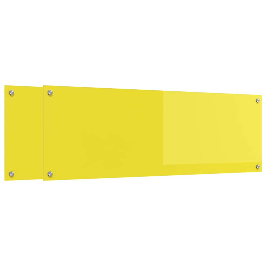 Kitchen Backsplash 2 pcs Yellow 120 x 40 cm Tempered Glass