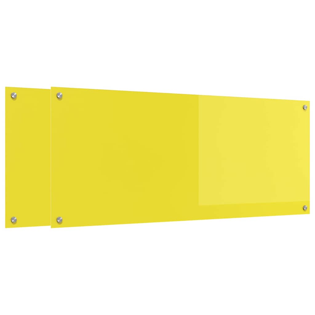 Kitchen Backsplash 2 pcs Yellow 120 x 50 cm Tempered Glass