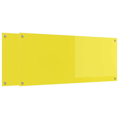 Kitchen Backsplash 2 pcs Yellow 120 x 50 cm Tempered Glass