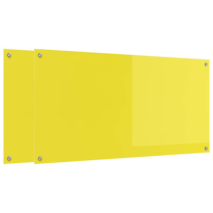 Kitchen Backsplash 2 pcs Yellow 120 x 60 cm Tempered Glass