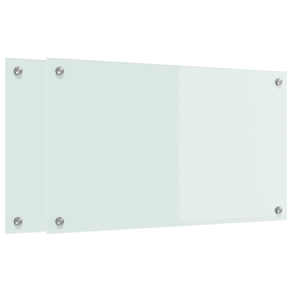Kitchen Backsplash 2 pcs White 70 x 40 x 0.8 cm Tempered Glass