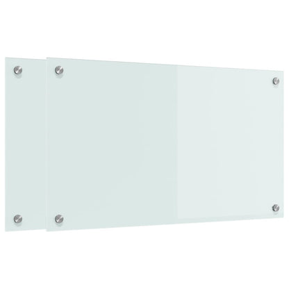 Kitchen Backsplash 2 pcs White 70 x 40 x 0.8 cm Tempered Glass